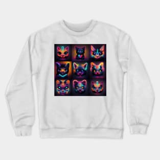 9 Neon Cats Crewneck Sweatshirt